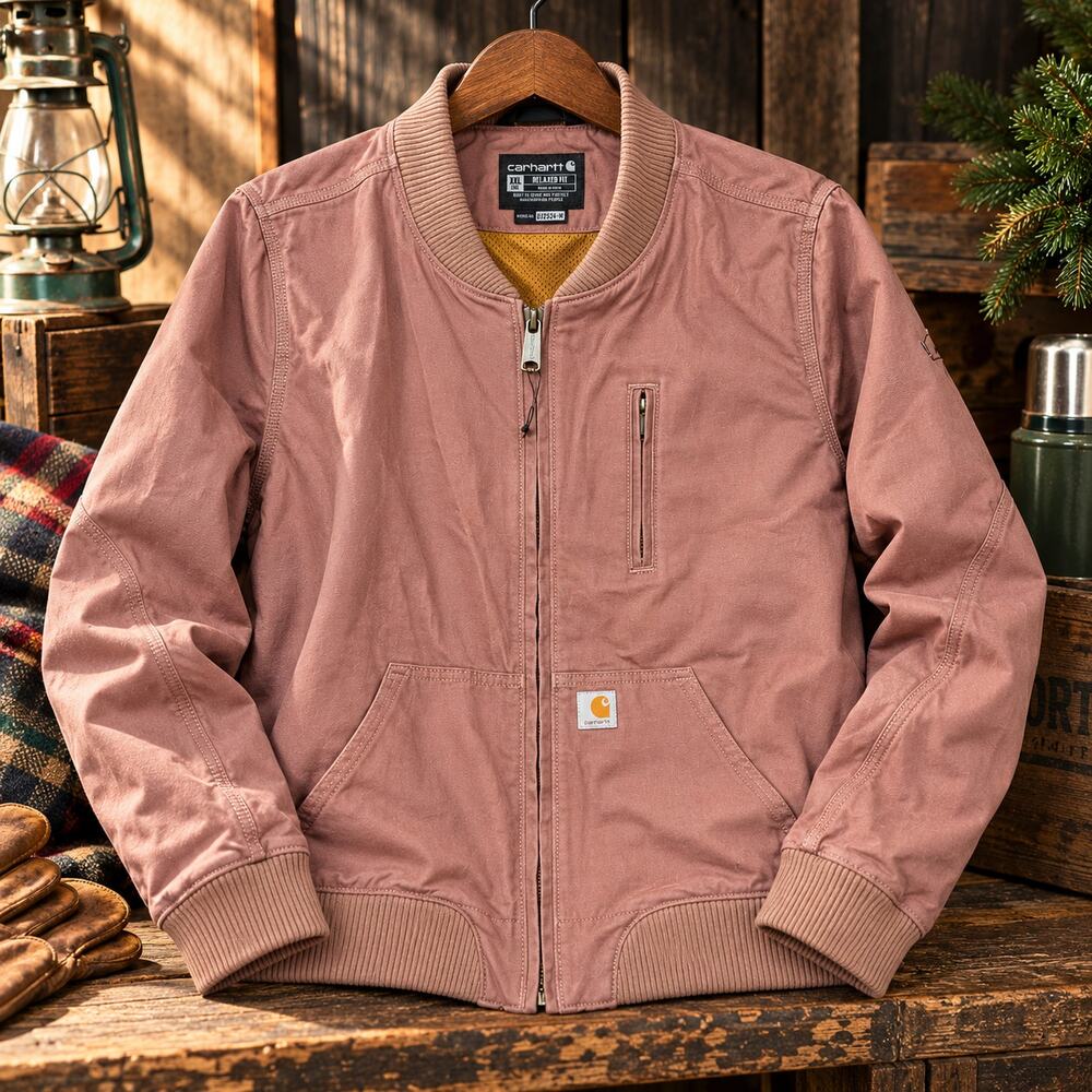 Carhartt Womens XXL Crawford Rugged Flex Canvas Bomber Jacket Dusty Rose Pink